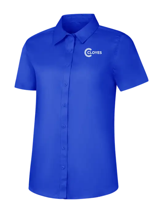 Womens Short Sleeve Dark Royal Superpro React Twill Shirt w/Cloyes Logo