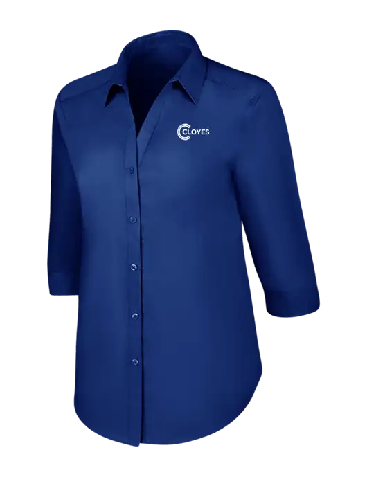 Womens Royal 3/4 Sleeve Carefree Poplin Shirt w/Cloyes Logo