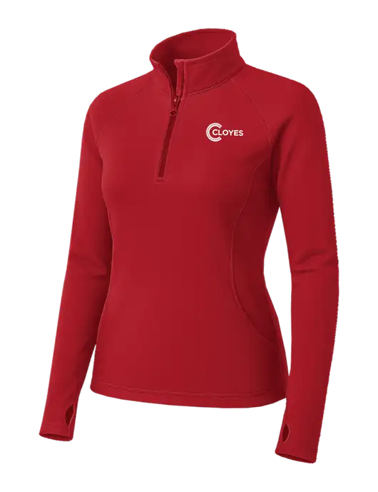 Red Womens Sport Wick Stretch 1/4 Zip Pullover w/Cloyes Logo