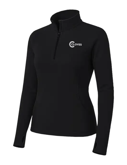 Womens Black Sport Wick Stretch 1/4 Zip Pullover w/Cloyes Logo