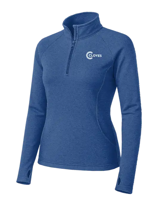 Royal Heather Womens Sport Wick Stretch 1/4 Zip Pullover w/Cloyes Logo