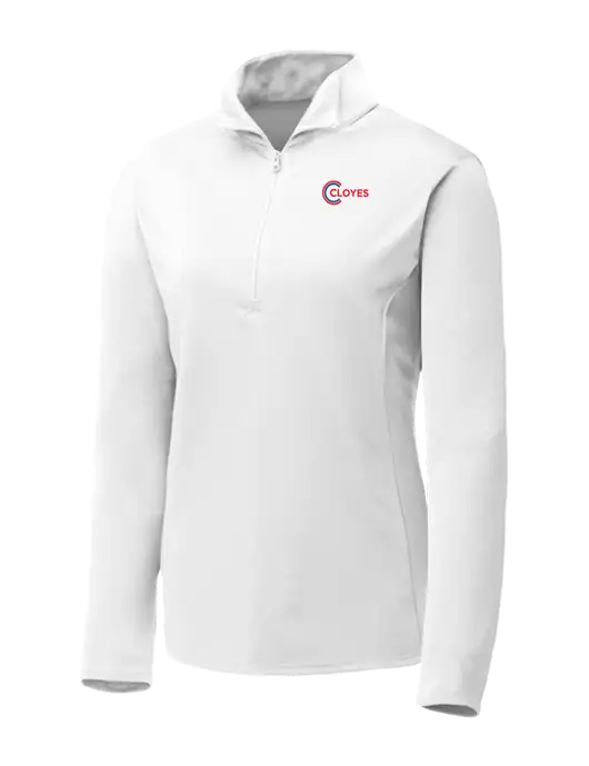 White Womens Posicharge Competitor ¼ Zip Pullover w/Cloyes Logo