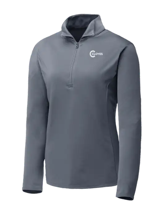 Medium Grey Womens Posicharge Competitor ¼ Zip Pullover w/Cloyes Logo