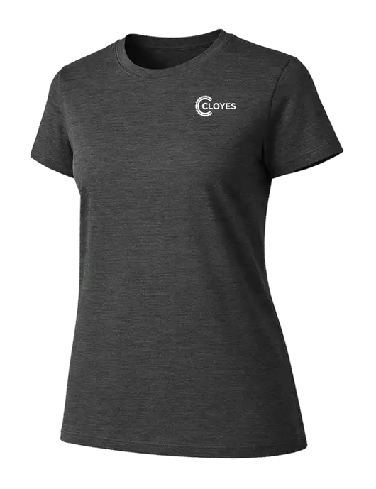 Womens Ring Spun Dark Heather Grey 4.5 oz T-Shirt w/Cloyes Logo