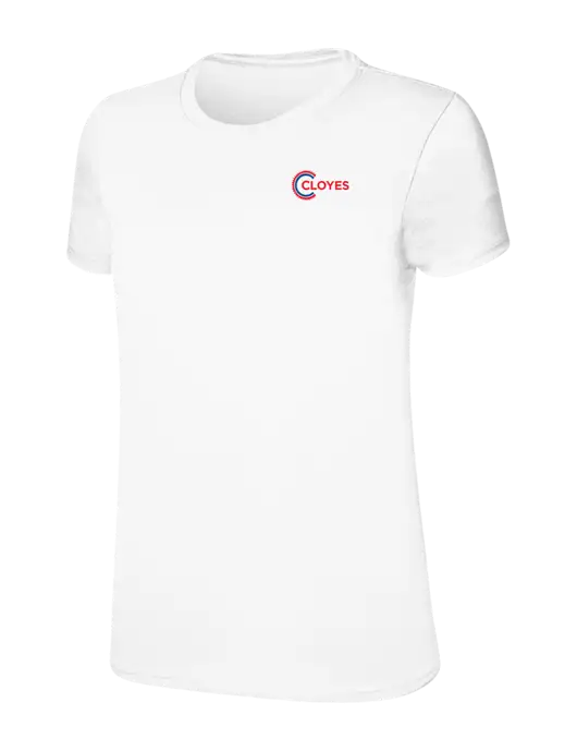Womens Ring Spun White 4.5 oz T-Shirt w/Cloyes Logo