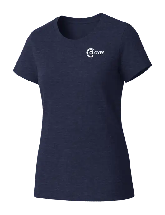 Womens Seriously Soft Heathered Navy T-Shirt w/Cloyes Logo