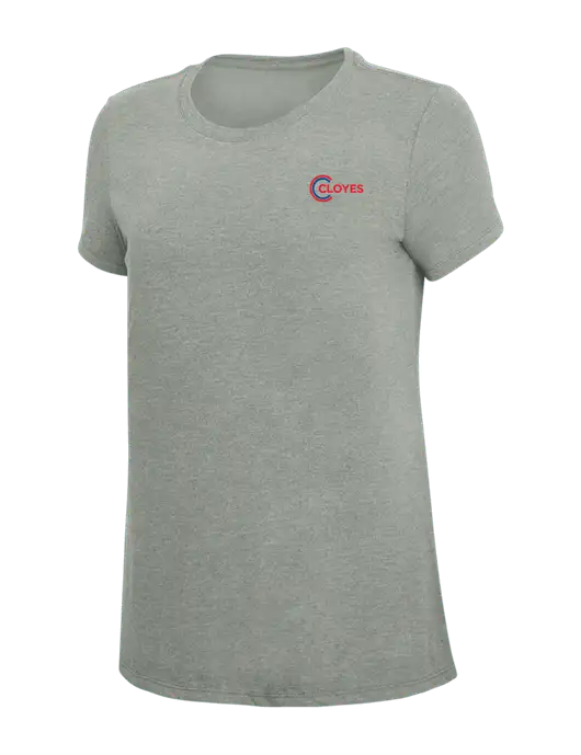 Womens Simply Soft Grey Frost 4.5oz  Poly/Combed Ring Spun Cotton T-Shirt w/Cloyes Logo