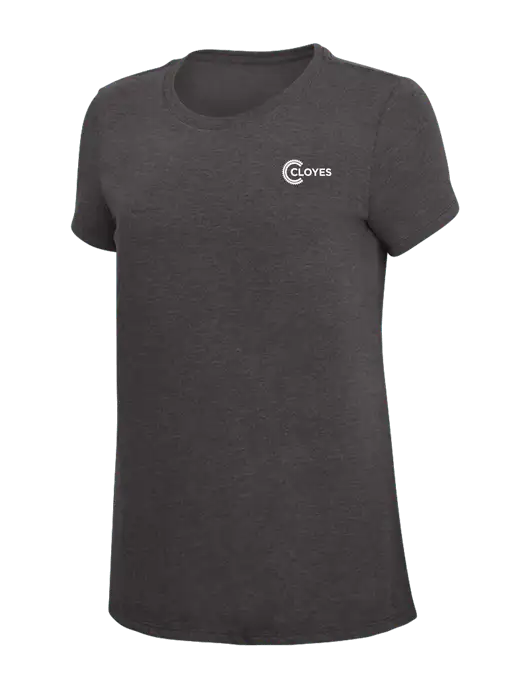 Womens Simply Soft Heather Charcoal 4.5oz  Poly/Combed Ring Spun Cotton T-Shirt w/Cloyes Logo
