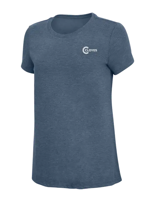 Womens Simply Soft Navy Frost 4.5oz  Poly/Combed Ring Spun Cotton T-Shirt w/Cloyes Logo