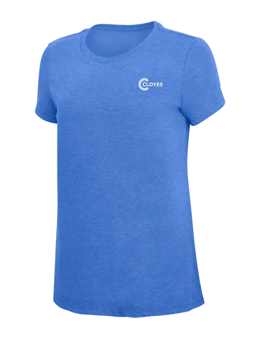 Womens Simply Soft Royal Frost 4.5oz  Poly/Combed Ring Spun Cotton T-Shirt w/Cloyes Logo