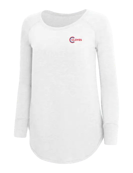Womens Perfect Wide Collar Tunic Tri-Blend White 4.5 oz T-Shirt w/Cloyes Logo
