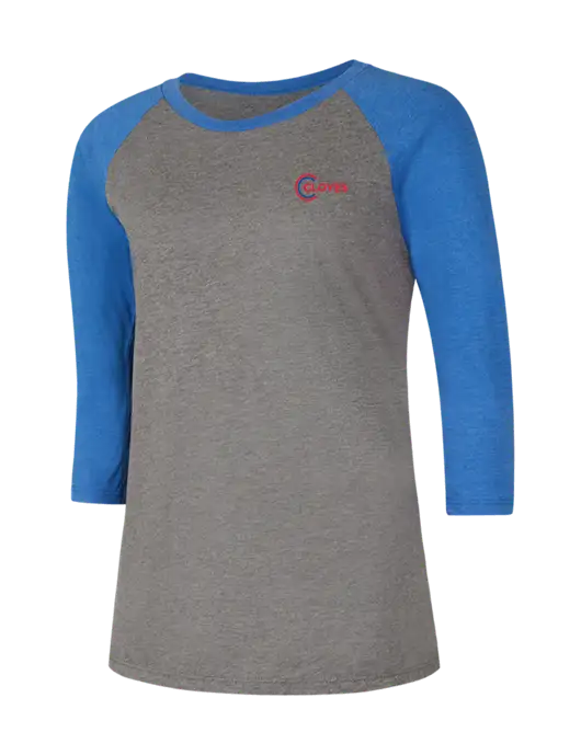 Womens Simply Soft 3/4 Sleeve Royal Frost/Grey Ring Spun Cotton T-Shirt w/Cloyes Logo