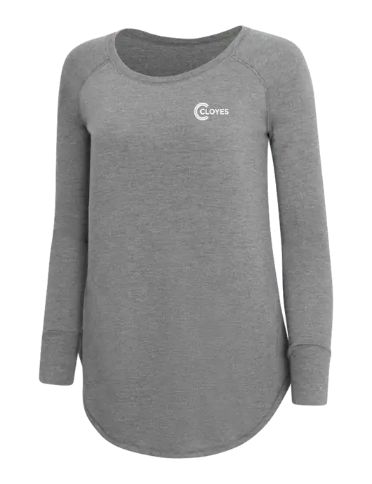 Womens Perfect Wide Collar Tunic Tri-Blend Grey Frost 4.5 oz T-Shirt w/Cloyes Logo