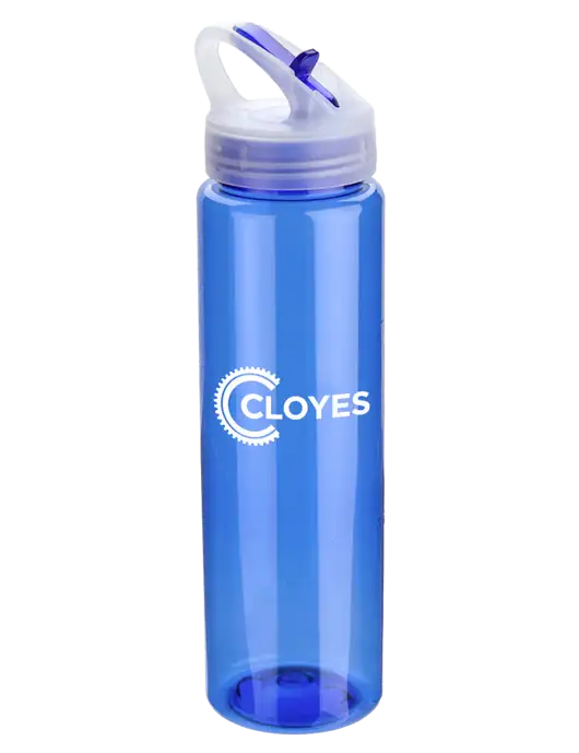 Buddy Blue 32 oz PET Bottle with Flip Lid w/Cloyes Logo