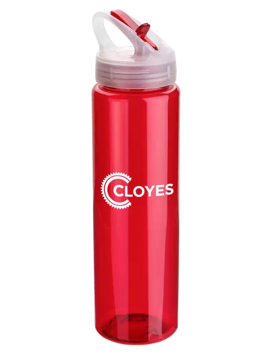 Buddy Red 32 oz PET Bottle with Flip Lid w/Cloyes Logo