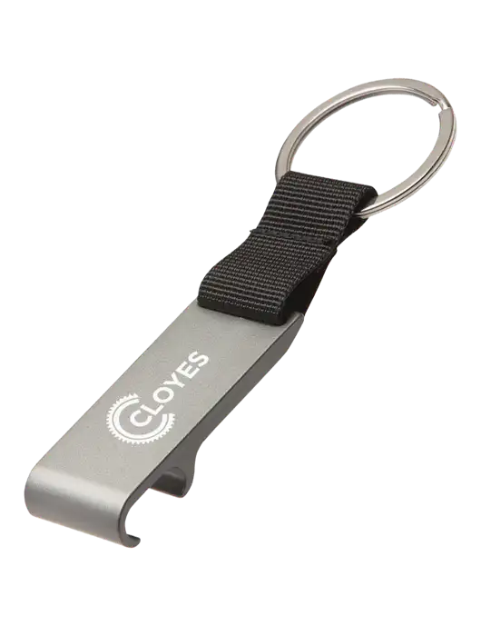 Gunmetal Bottle Opener & Key Ring w/Cloyes Logo