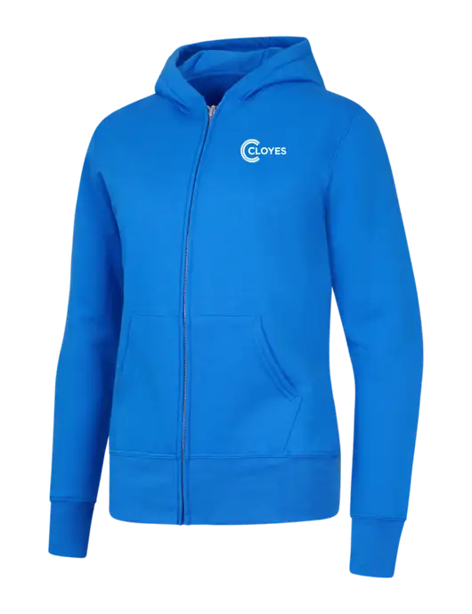 Royal Womens Core Fleece Full-Zip Hooded Sweatshirt w/Cloyes Logo