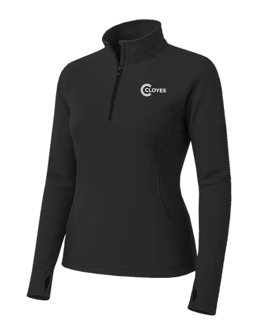 Charcoal Grey Womens Sport Wick Stretch 1/4 Zip Pullover w/Cloyes Logo