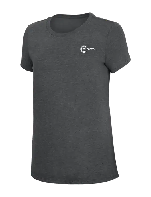 Womens Simply Soft Charcoal 4.5oz Poly/Combed Ring Spun Cotton T-Shirt w/Cloyes Logo