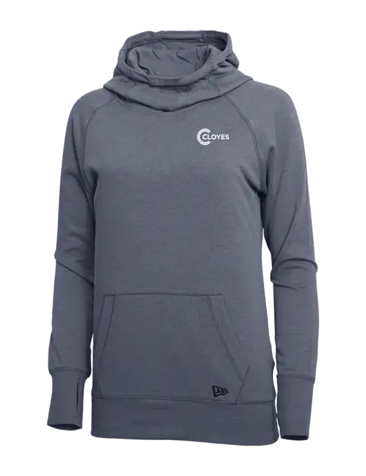 New Era True Navy Heather Womens Tri-Blend Fleece Pullover Hoodie w/Cloyes Logo