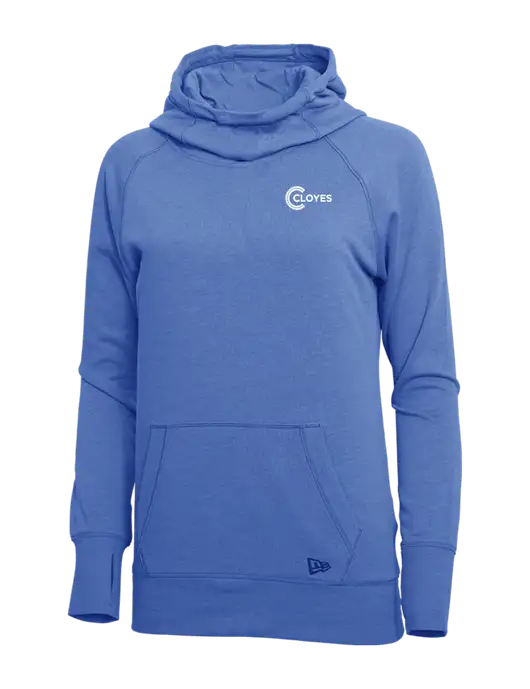 New Era Royal Heather Womens Tri-Blend Fleece Pullover Hoodie w/Cloyes Logo