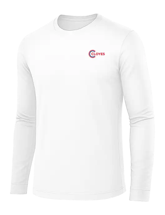 Long Sleeve White PosiCharge Competitor Tee w/Cloyes Logo