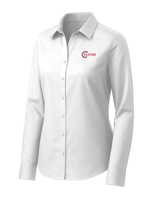 Brooks Brothers Womens White Wrinkle-Free Stretch Pinpoint Shirt w/Cloyes Logo