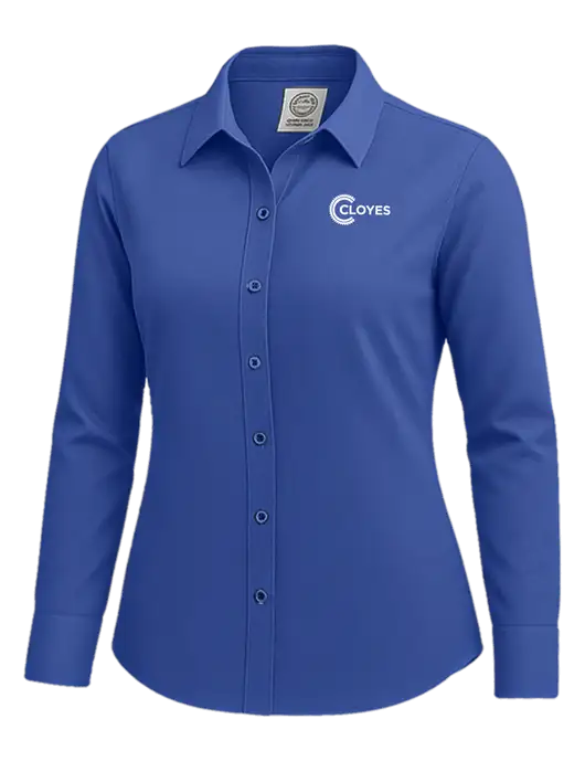 Brooks Brothers Womens Royal Blue Wrinkle-Free Stretch Nailhead Shirt w/Cloyes Logo