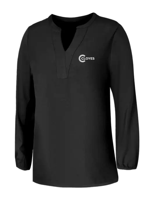 Mercer+Mettle Womens Deep Black Stretch Crepe 3/4 Sleeve Blouse w/Cloyes Logo
