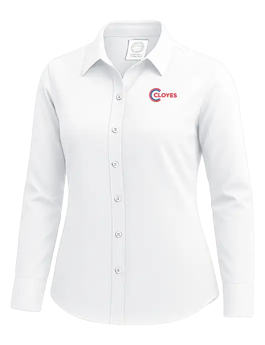 Brooks Brothers Womens White Wrinkle-Free Stretch Nailhead Shirt w/Cloyes Logo