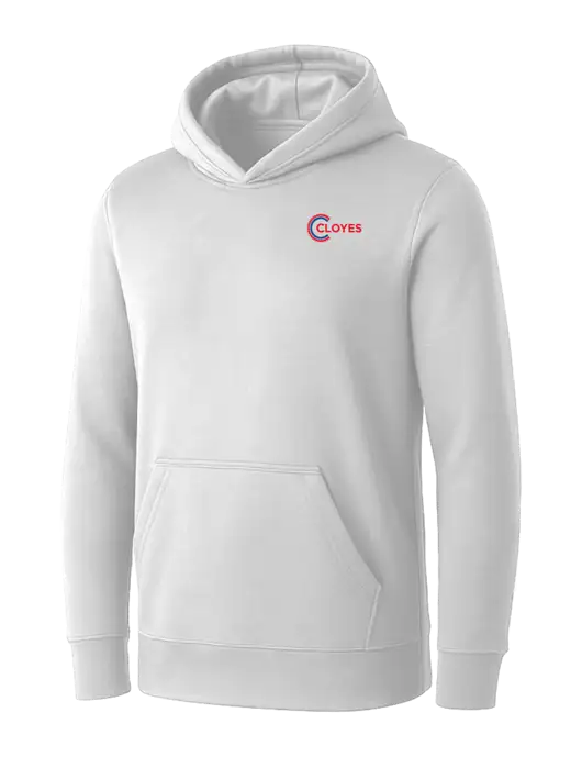 Womens White Core Fleece Pullover Hooded Sweatshirt w/Cloyes Logo