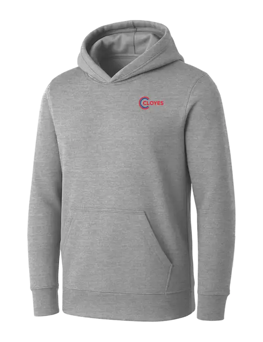 Womens Light Grey Heather Core Fleece Pullover Hooded Sweatshirt w/Cloyes Logo