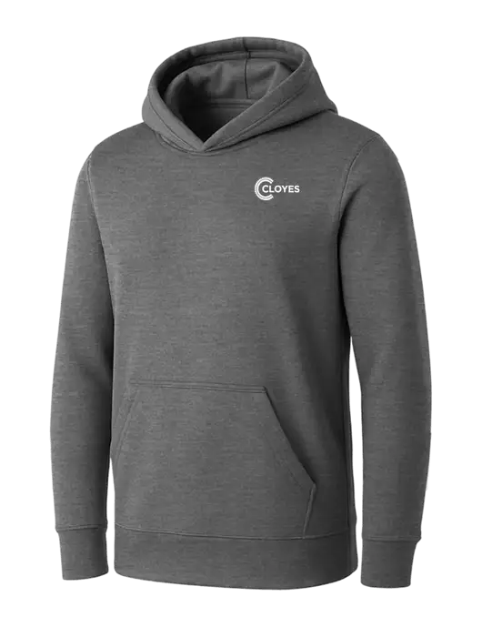 Womens Medium Grey Heather Core Fleece Pullover Hooded Sweatshirt w/Cloyes Logo
