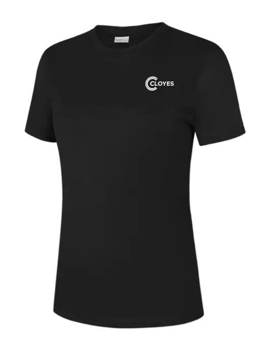  Womens Black PosiCharge Competitor Tee w/Cloyes Logo