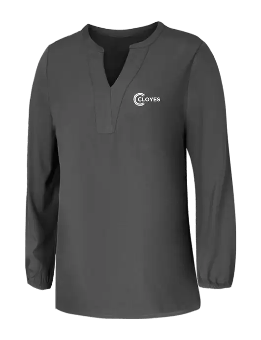 Mercer+Mettle Womens Dark Grey Stretch Crepe 3/4 Sleeve Blouse w/Cloyes Logo