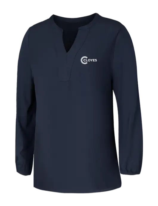 Mercer+Mettle Womens Navy Stretch Crepe 3/4 Sleeve Blouse w/Cloyes Logo