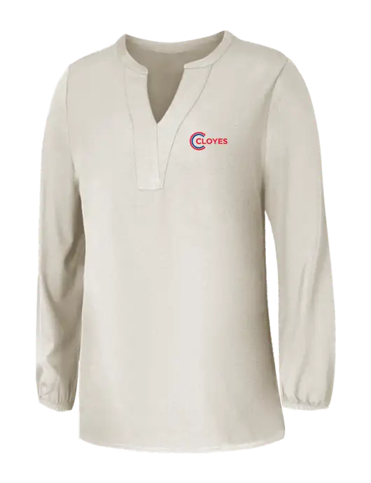Mercer+Mettle Womens Ivory Stretch Crepe 3/4 Sleeve Blouse w/Cloyes Logo