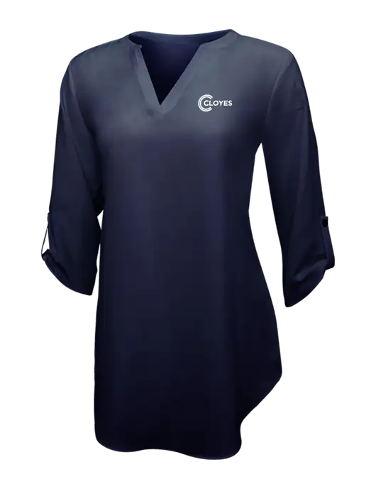 Navy Womens 3/4 Sleeve Tunic Blouse w/Cloyes Logo