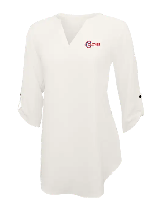 Ivory Womens 3/4 Sleeve Tunic Blouse w/Cloyes Logo