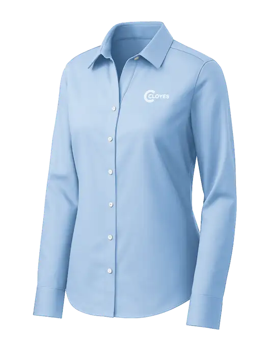 Brooks Brothers Womens Light Blue Wrinkle-Free Stretch Pinpoint Shirt w/Cloyes Logo