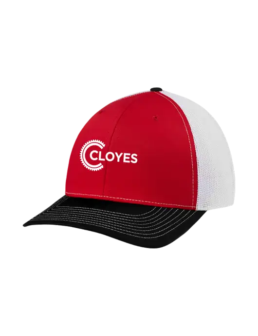 Richardson Adjustable Snapback Original 112 Trucker Cap Black/Red/White Mesh w/Cloyes Logo