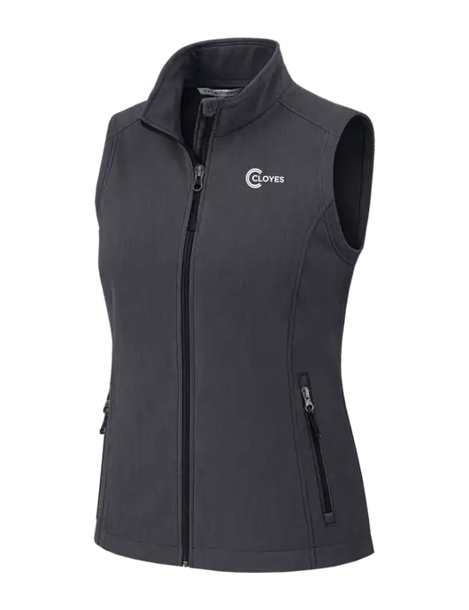 Charcoal Heather Womens Core Soft Shell Vest w/Cloyes Logo
