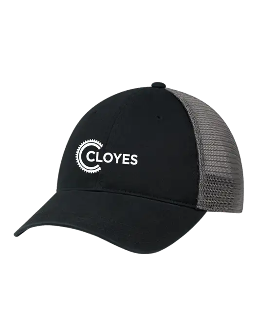 Richardson 111 Garment Washed Trucker Cap Black w/Charcoal Mesh w/Cloyes Logo