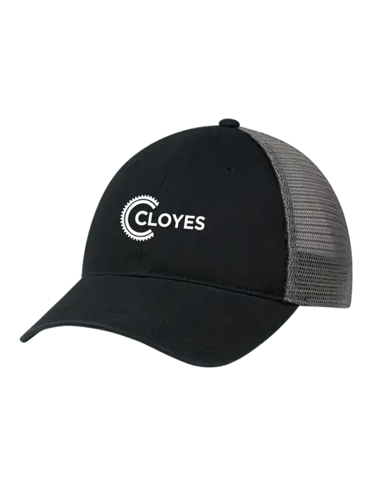 Richardson 111 Garment Washed Trucker Cap Black w/Charcoal Mesh w/Cloyes Logo