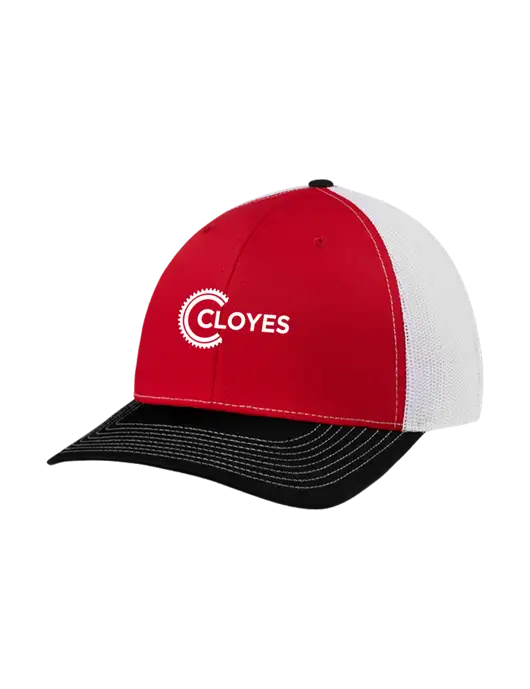 Richardson Adjustable Snapback Original 112 Trucker Cap Black/Red/White Mesh w/Cloyes Logo