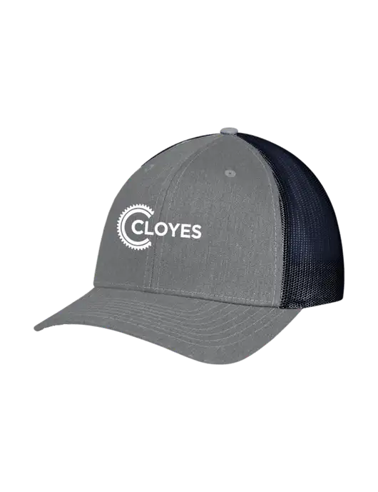 Richardson Adjustable Snapback Original 112 Trucker Cap Heather Grey w/Navy Mesh w/Cloyes Logo