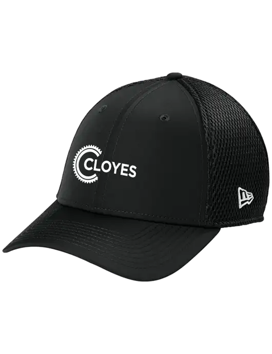 New Era 39THIRTY Performance Stretch Black Mesh Cap w/Cloyes Logo