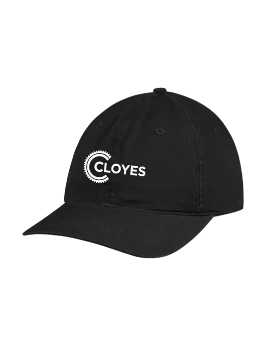 Garment Washed Unstructured Twill Black Cap w/Cloyes Logo