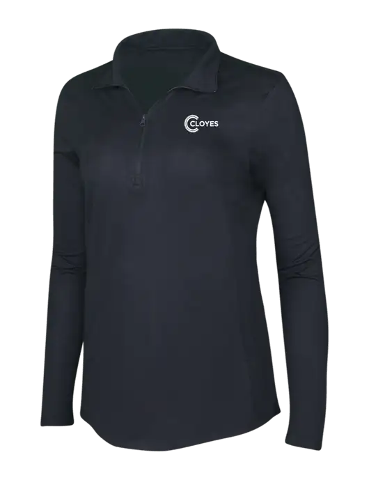Black Triad Solid Womens Posicharge Tri-Blend Wicking 1/4 Zip Pullover w/Cloyes Logo