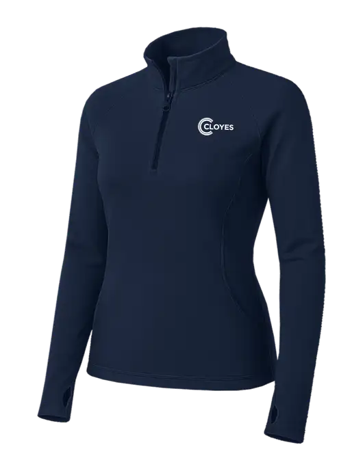 Navy Womens Sport Wick Stretch 1/4 Zip Pullover w/Cloyes Logo